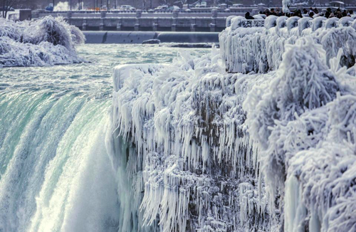 Niagra Falls froze over as temperatures plummeted across the United States