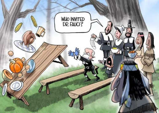 Who invited dr fauci thanksgiving pilgrims picnic table